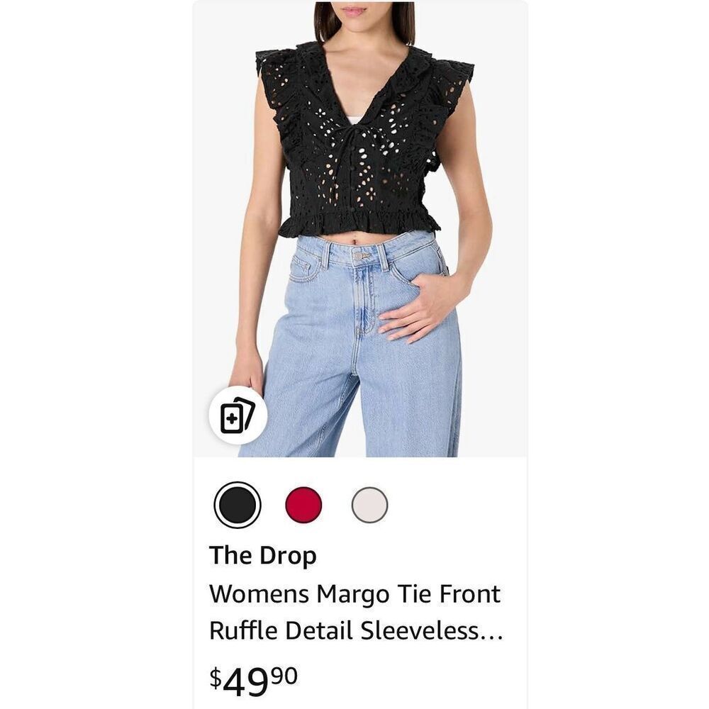 The Drop Womens Margo Tie Front Ruffle Detail Sleeveless Blouse - M - Picture 7 of 7